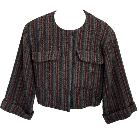 Vintage PEABODY HOUSE 100% Wool Crop Collarless Blazer, 11/12 - Picture 2 of 12